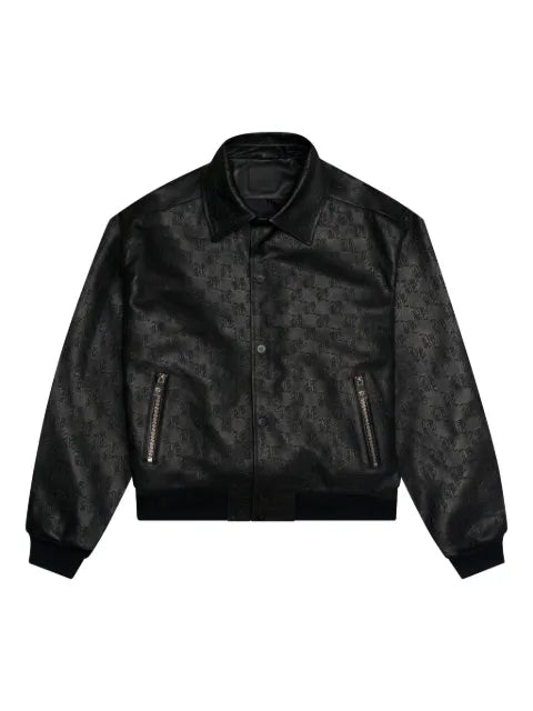 PLACE OF ËLMS debossed leather bomber jacket