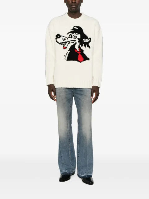 AMIRI wolf-intarsia crew-neck sweater