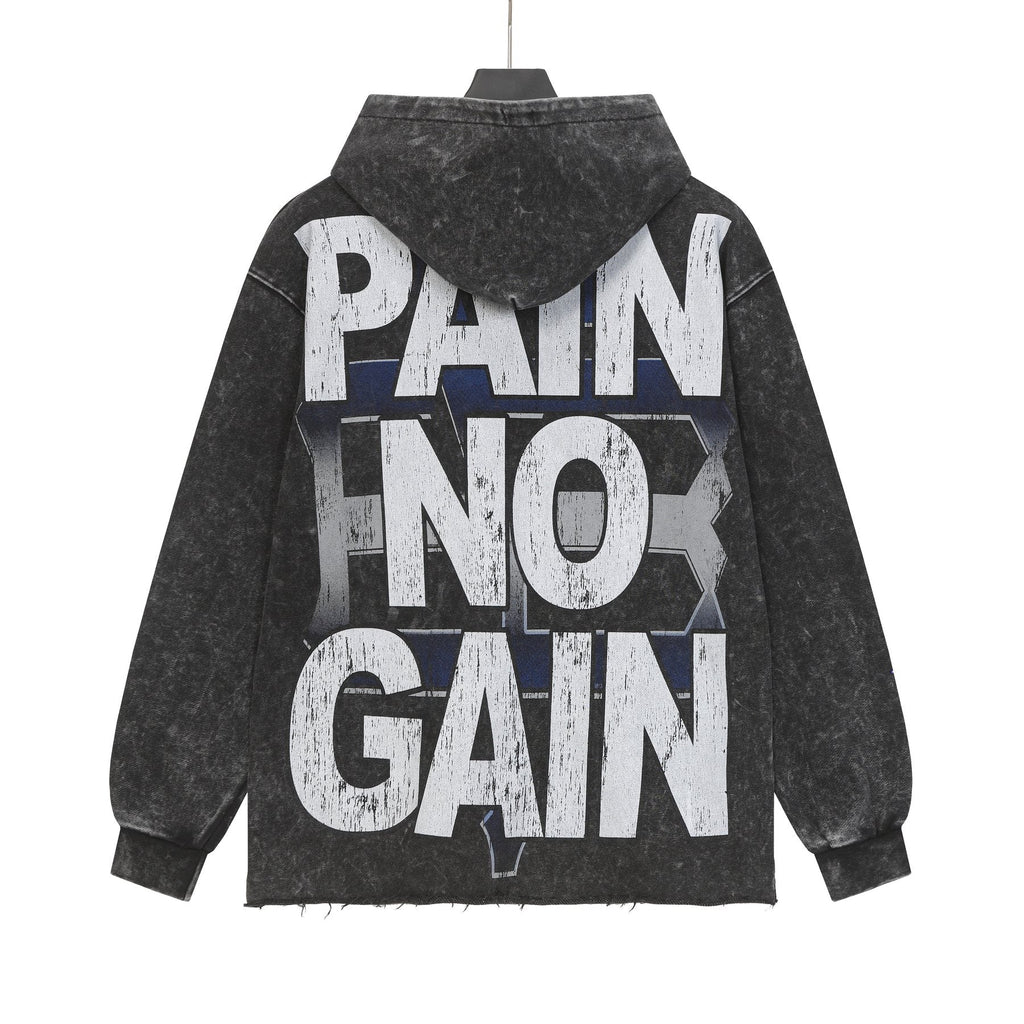 Godspeed Pain No Gain Acid Wash Graphic Hoodie