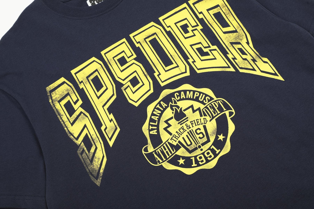 Sp5der Yellow Front Graphic Navy T-Shirt