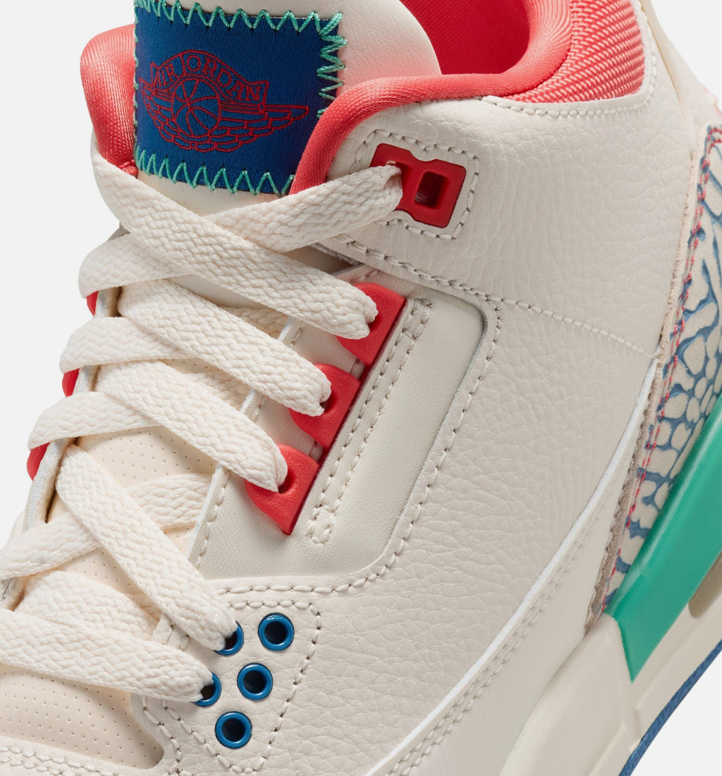 Air Jordan 3 Retro Play Your Way Grade School – Chalk/Track Red/True Blue/Kinetic Green
