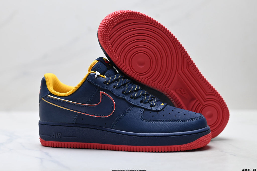 Nike Air Force 1 Low Navy Orange Red Unisex Sneakers Style 21