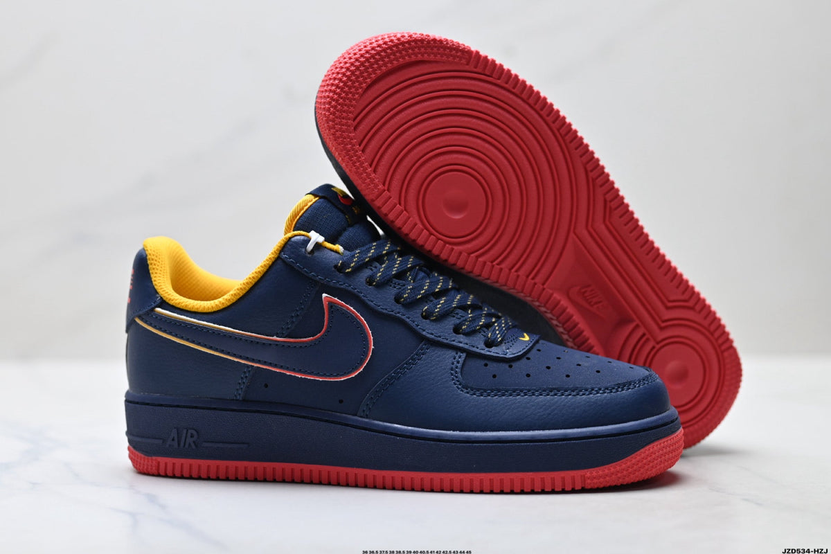 Nike Air Force 1 Low Navy Orange Red Unisex Sneakers Style 21