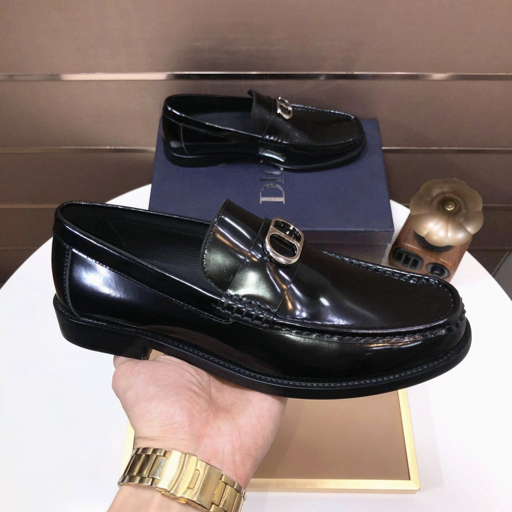 Dior Black Buckle Loafers - Black Polished Finish