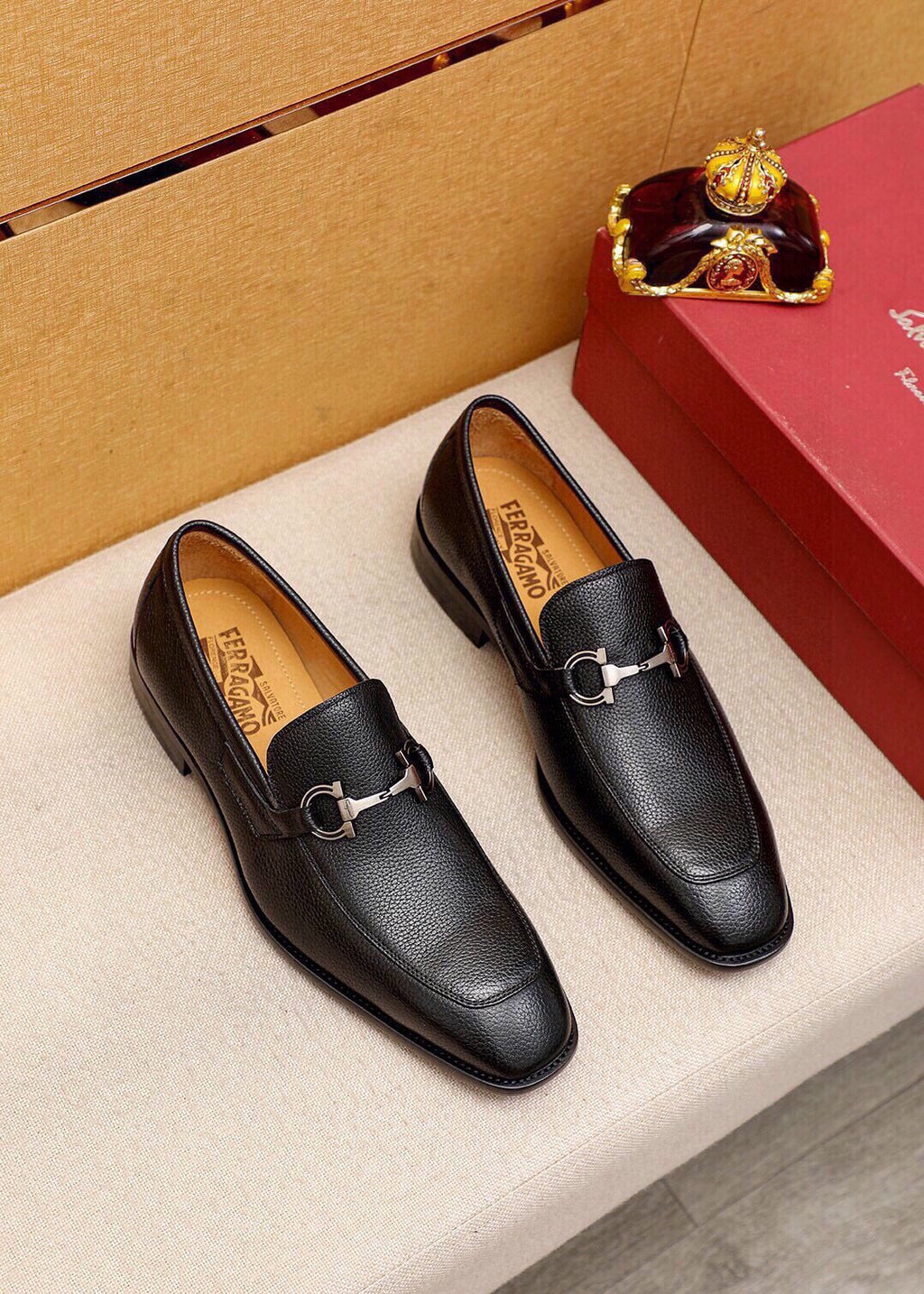 Ferragamo Textured Leather Bit Loafers