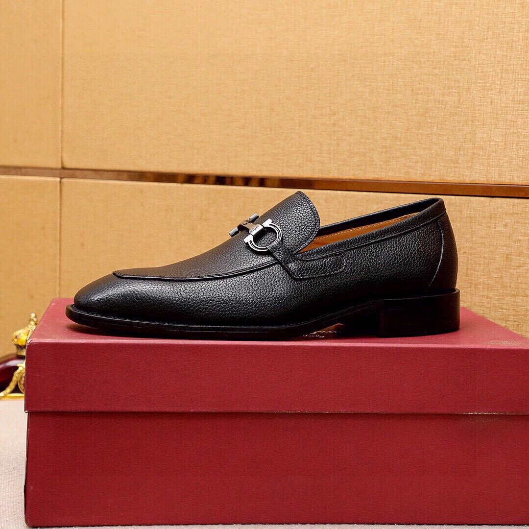 Ferragamo Textured Leather Bit Loafers