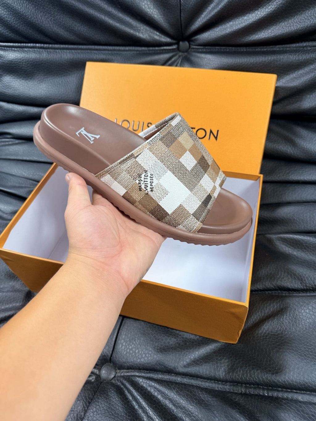 Louis Vuitton Checkered Slide Sandals