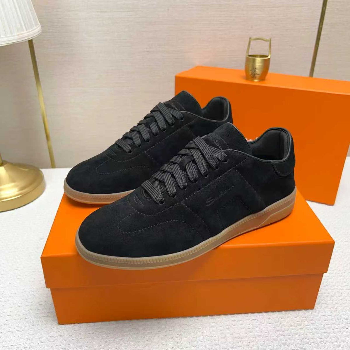 Santoni Black Low-Top Sneakers